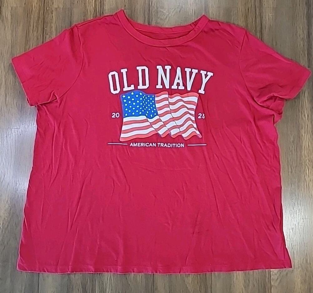 Old Navy American Flag Tee Women’s XL 2023 USA EUC